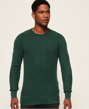 Superdry Garment Dye L.A.Textured Crew Neck Férfi Ugró Zöld | HFQWG7048